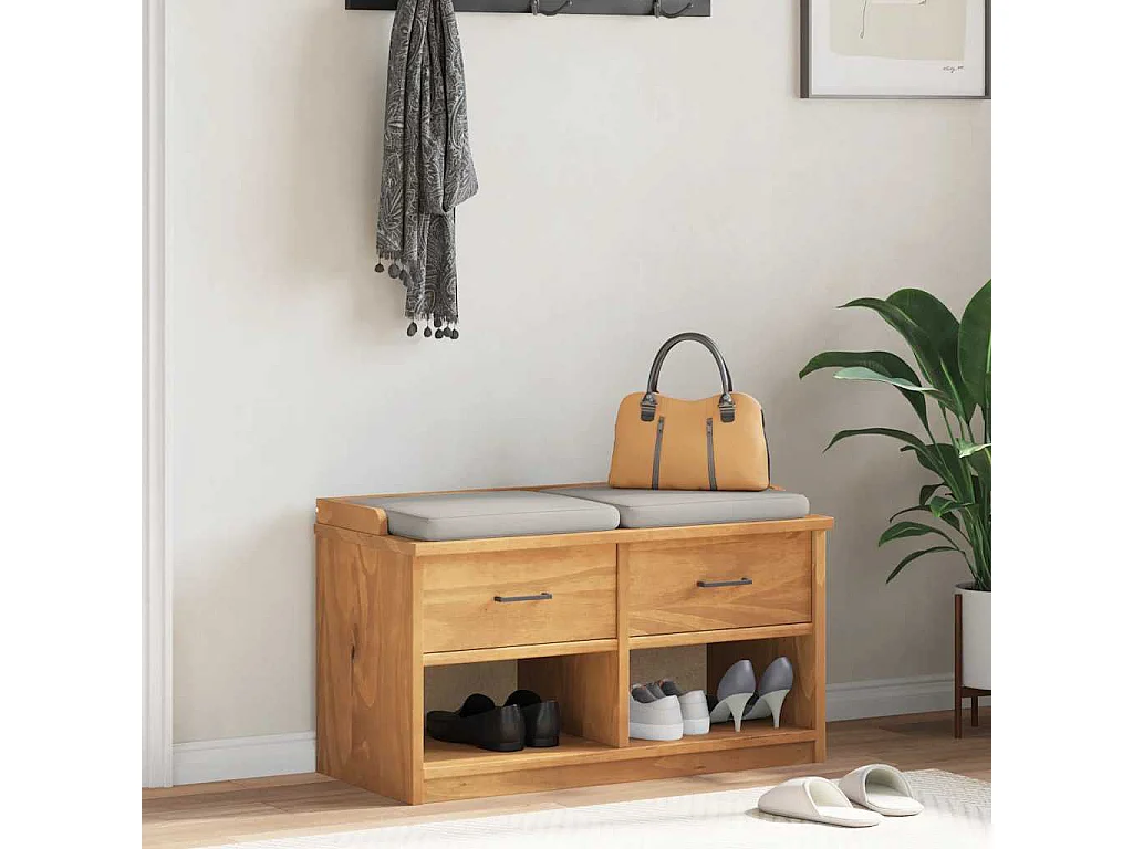 Panca da ingresso SANDNES 87x40x50 cm in legno massello di pino