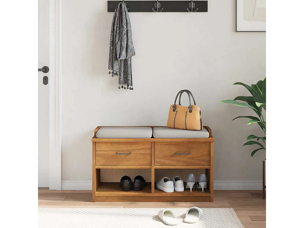 Panca da ingresso SANDNES 87x40x50 cm in legno massello di pino