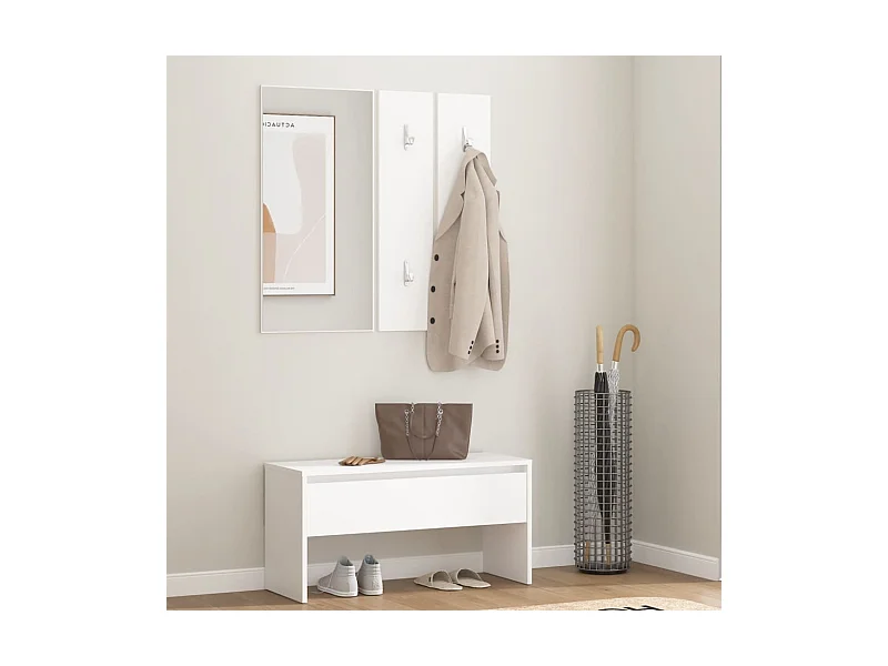 Set di mobili per corridoio in legno ingegnerizzato bianco