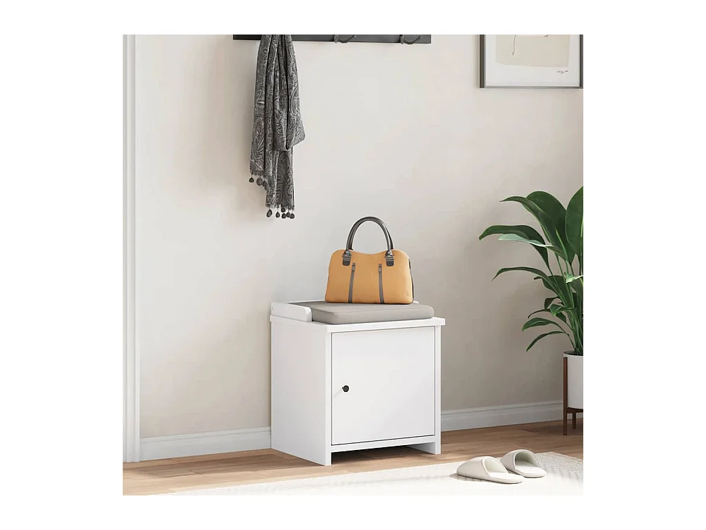 SANDNES weiße Flurbank 45x40x50 cm massives Kiefernholz