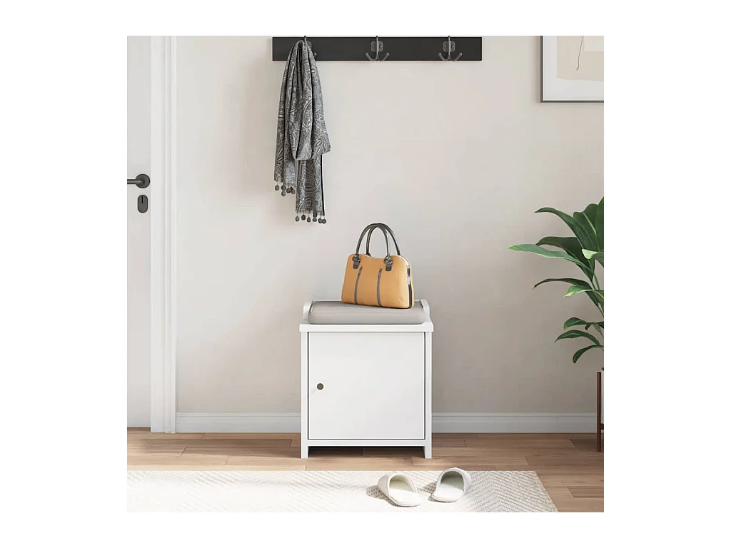 SANDNES weiße Flurbank 45x40x50 cm massives Kiefernholz