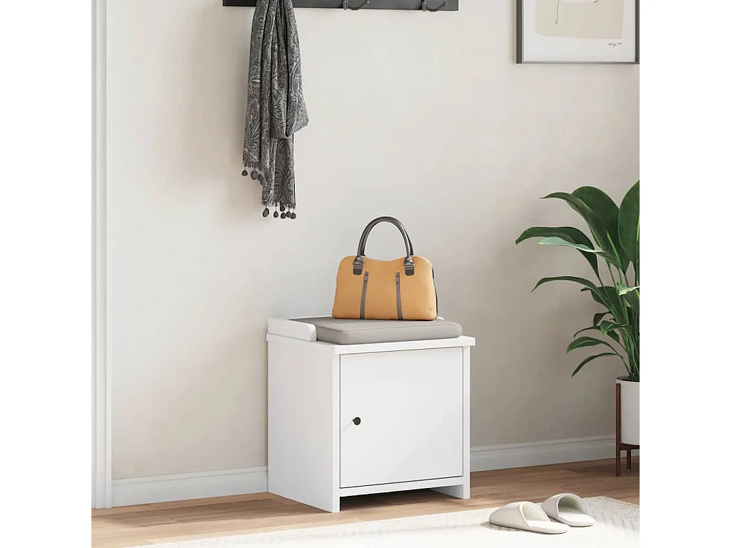 Panca da ingresso SANDNES bianca 45x40x50 cm in legno massello di pino