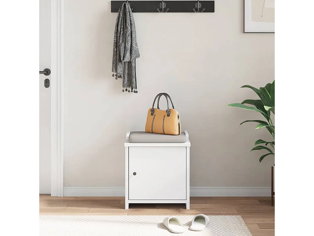 Panca da ingresso SANDNES bianca 45x40x50 cm in legno massello di pino