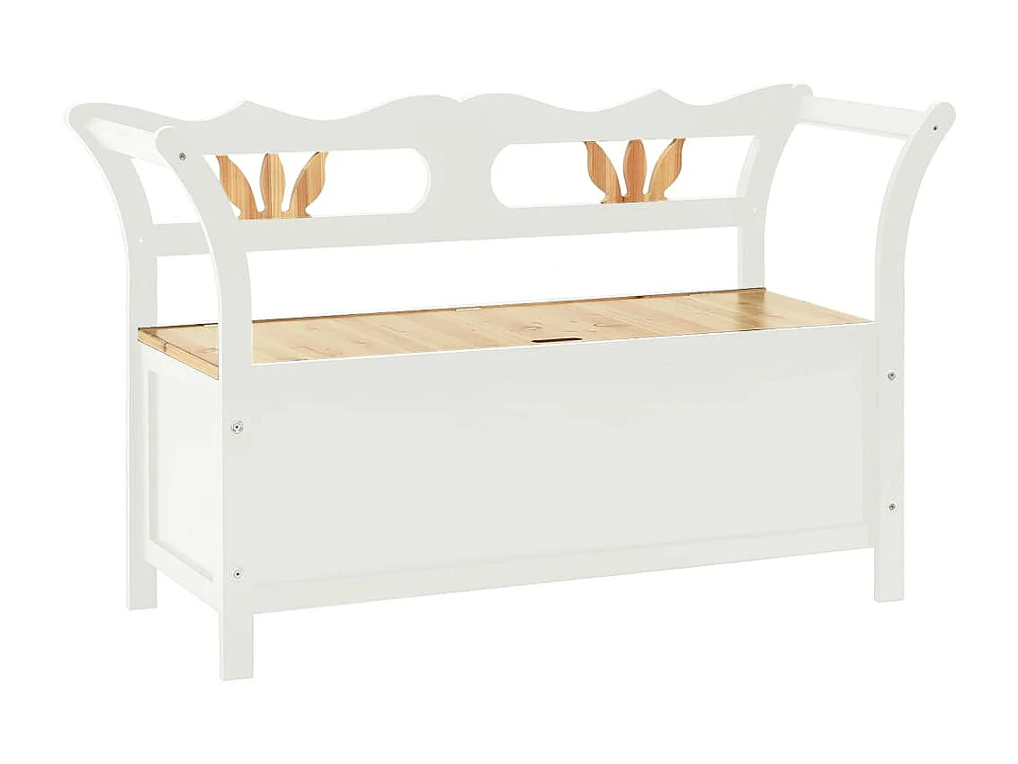 Panca bianca 107x45x75,5 cm in legno massello di abete