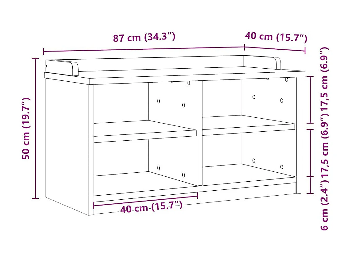 Banc de couloir SANDNES 87x40x50 cm bois de pin massif