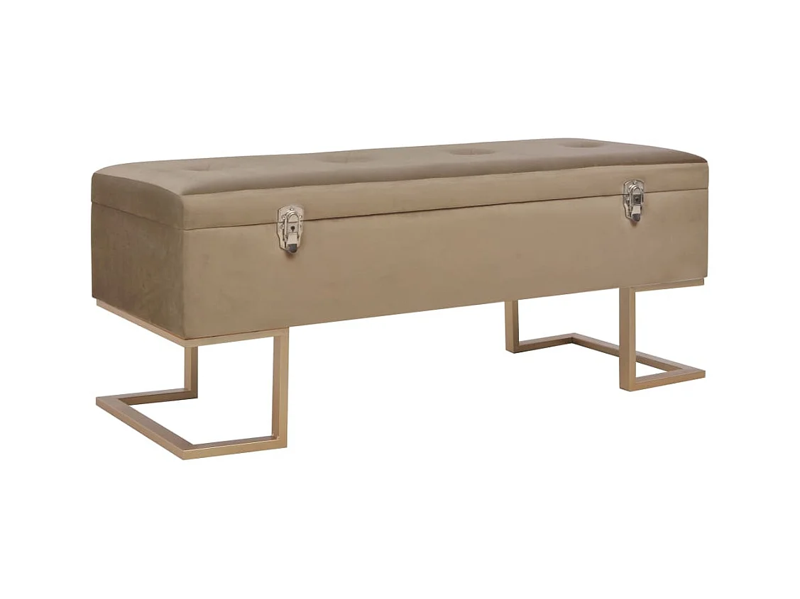 Banc avec compartiment de rangement 105 cm Beige Velours