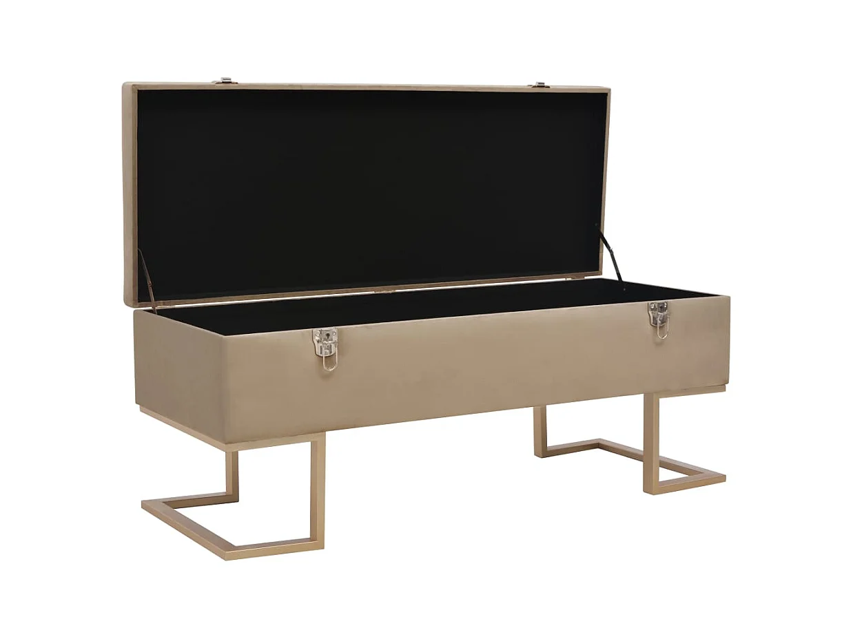 Banc avec compartiment de rangement 105 cm Beige Velours