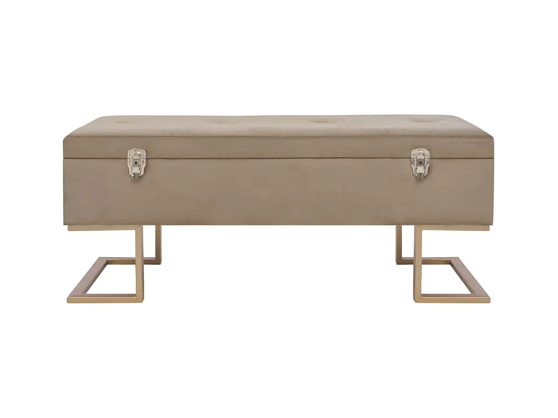 Banc avec compartiment de rangement 105 cm Beige Velours