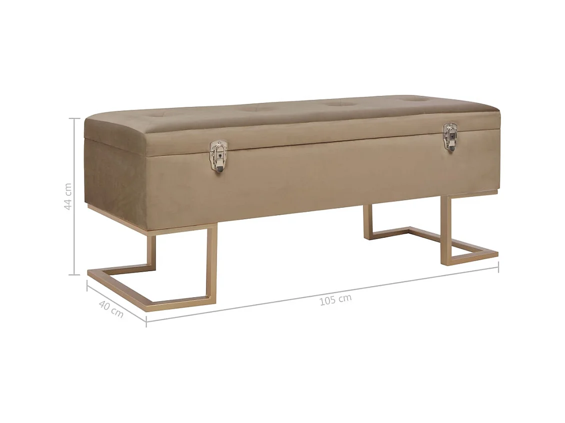 Banc avec compartiment de rangement 105 cm Beige Velours