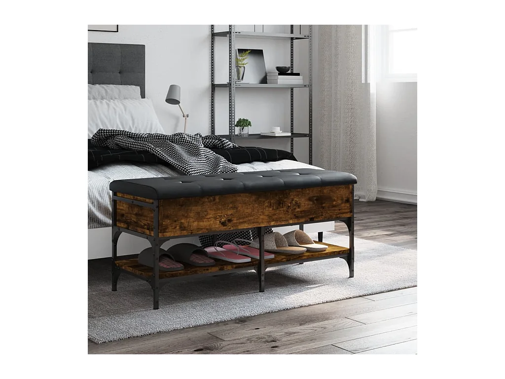 Schuhbank aus geräucherter Eiche 102x42x45 cm Holzwerkstoff