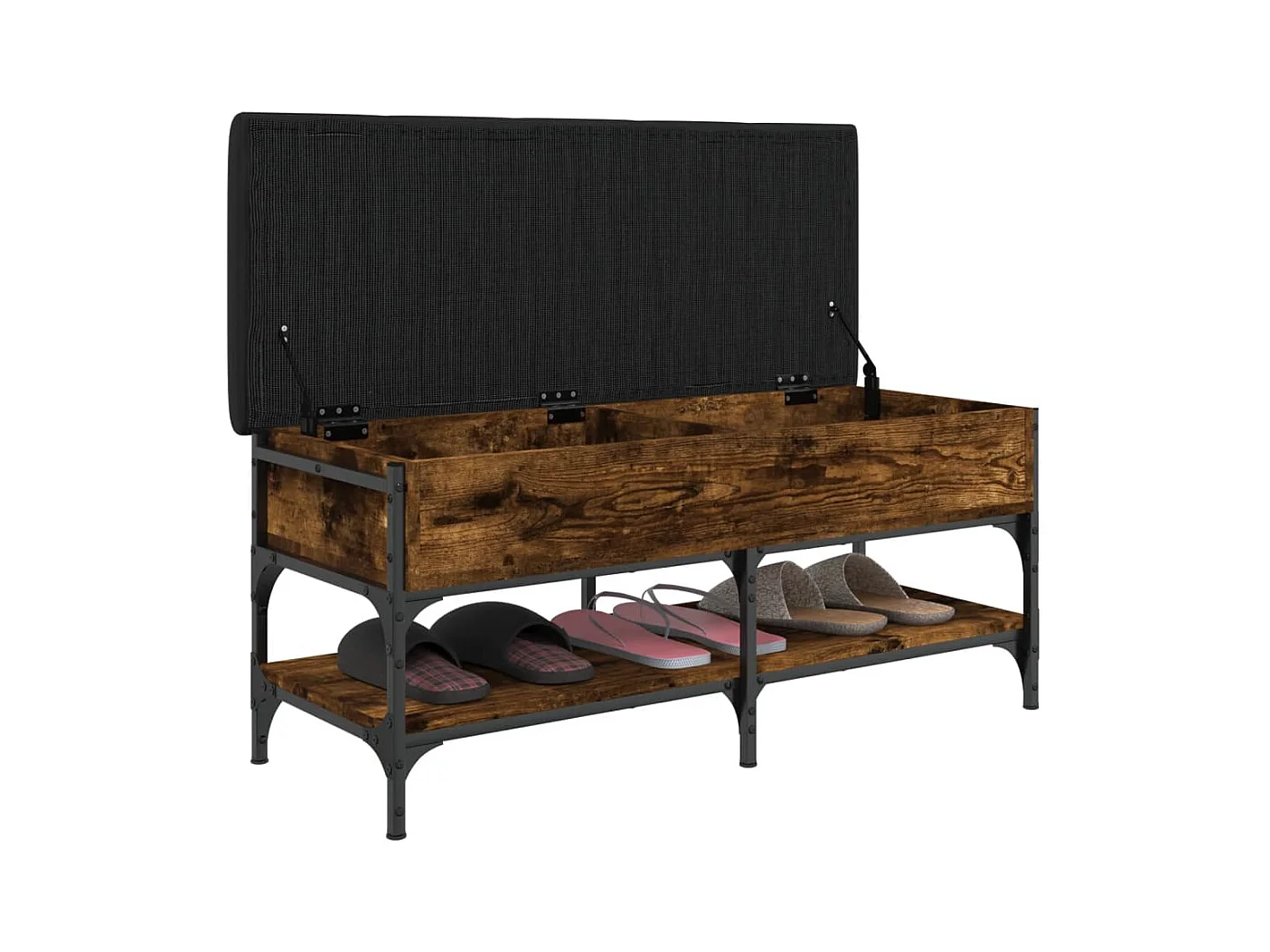 Schuhbank aus geräucherter Eiche 102x42x45 cm Holzwerkstoff