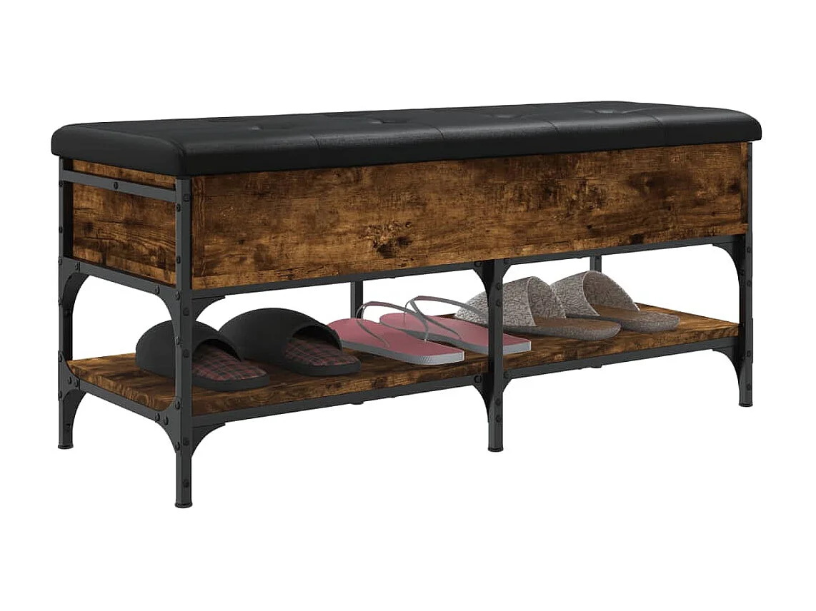 Panca portascarpe in rovere affumicato 102x42x45 cm in legno ingegnerizzato