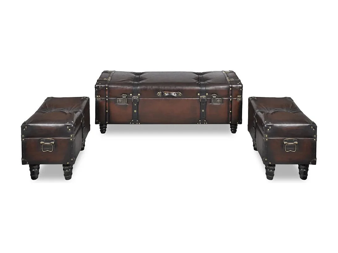 3-teiliges Sitztruhen-Set Braun