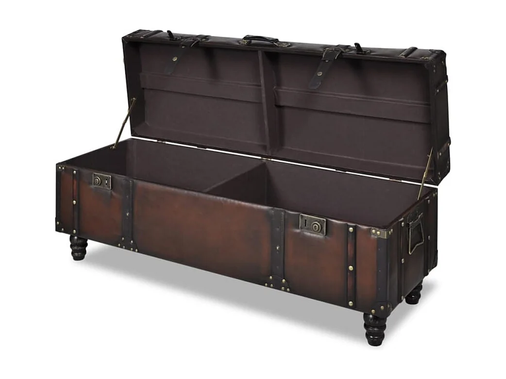 Set di 3 panche contenitore marrone