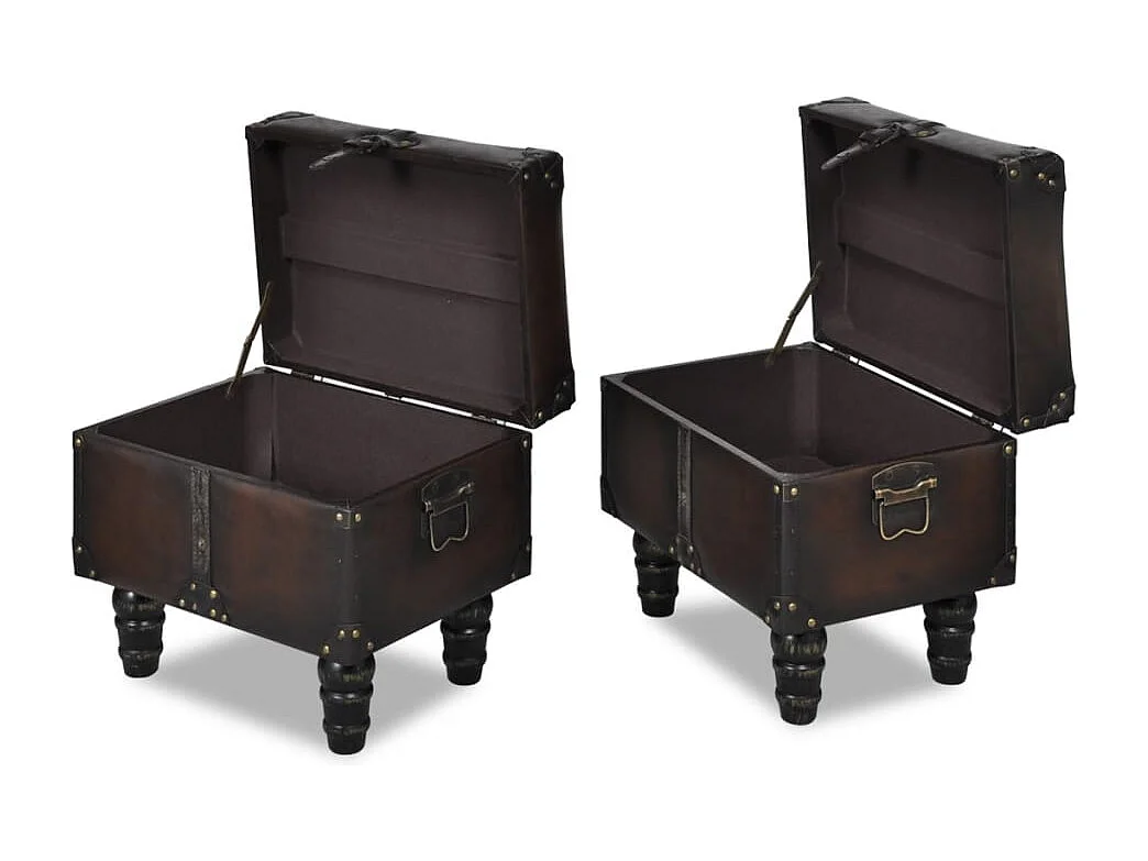 Set di 3 panche contenitore marrone