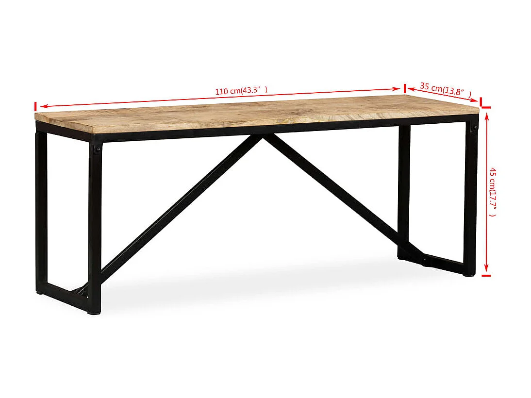 Bank 110 x 35 x 45 cm Massief mangohout