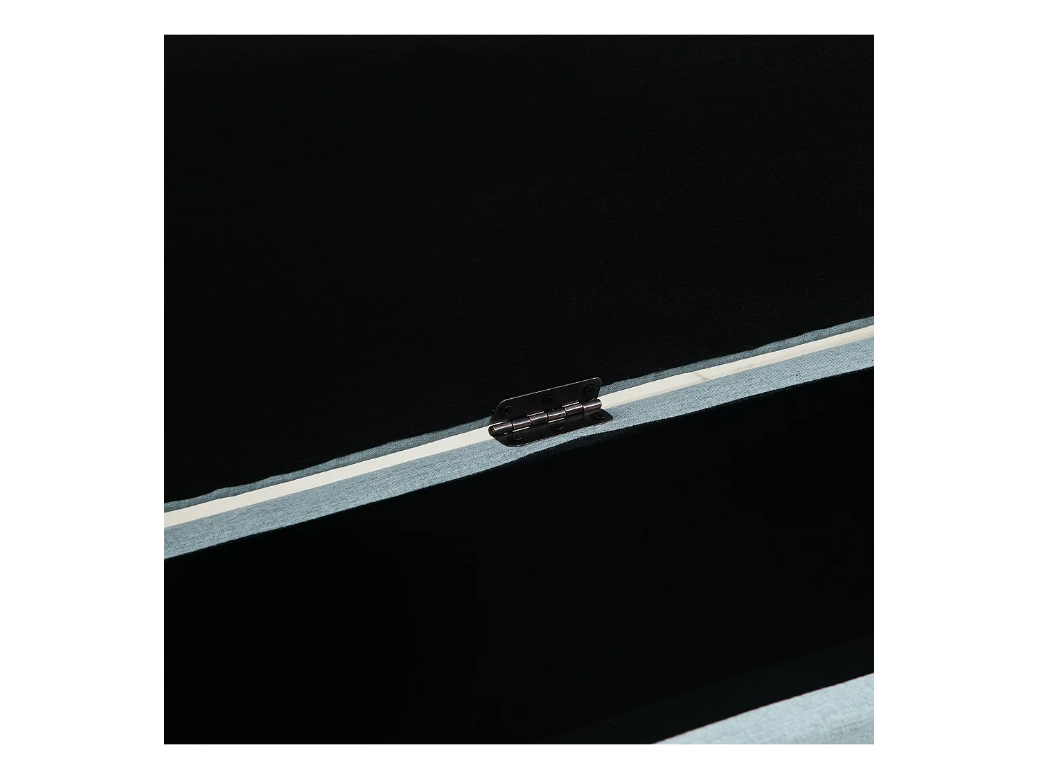 Banc de rangement vert clair, design scandinave, polyester et bois d'hévéa, avec assise rembourrée (110x39x45cm)