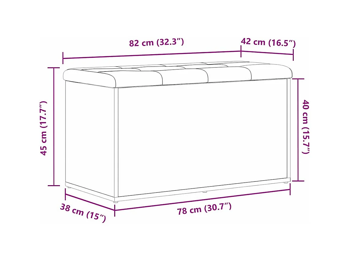 Banc de Rangement Chêne noir 82 x 42 x 45 cm Bois d'ingénierie