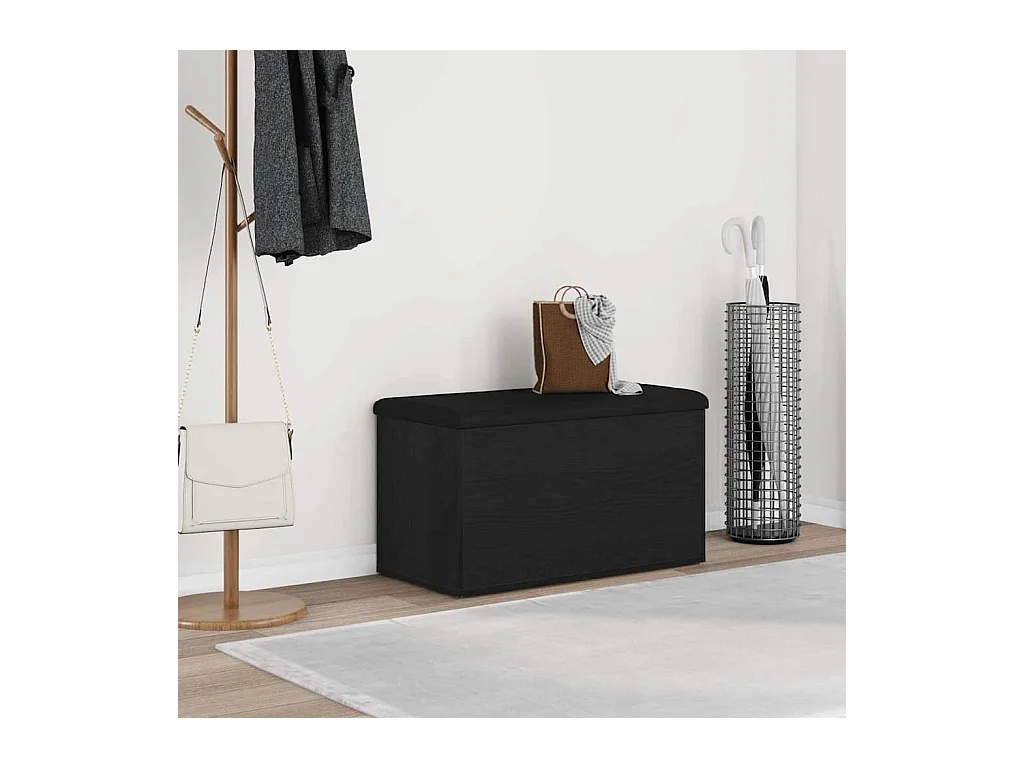 Panca contenitore in rovere nero 82 x 42 x 45 cm in legno ingegnerizzato