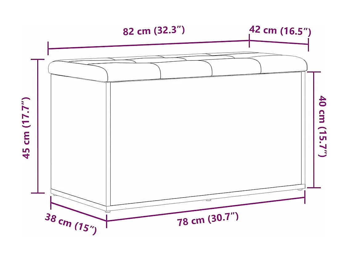 Banc de Rangement Chêne noir 82 x 42 x 45 cm Bois d'ingénierie