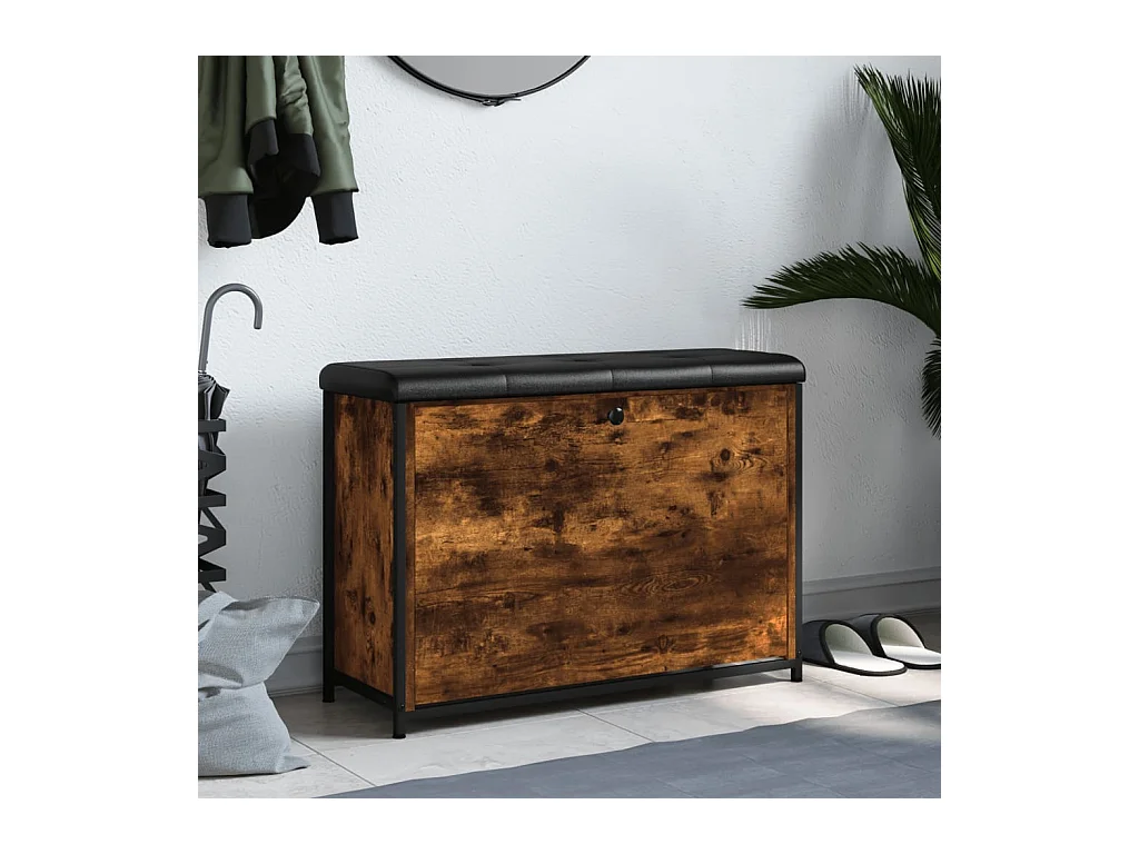Schoenenbank met uitklapbare lade gerookt eiken 82x32x56 cm
