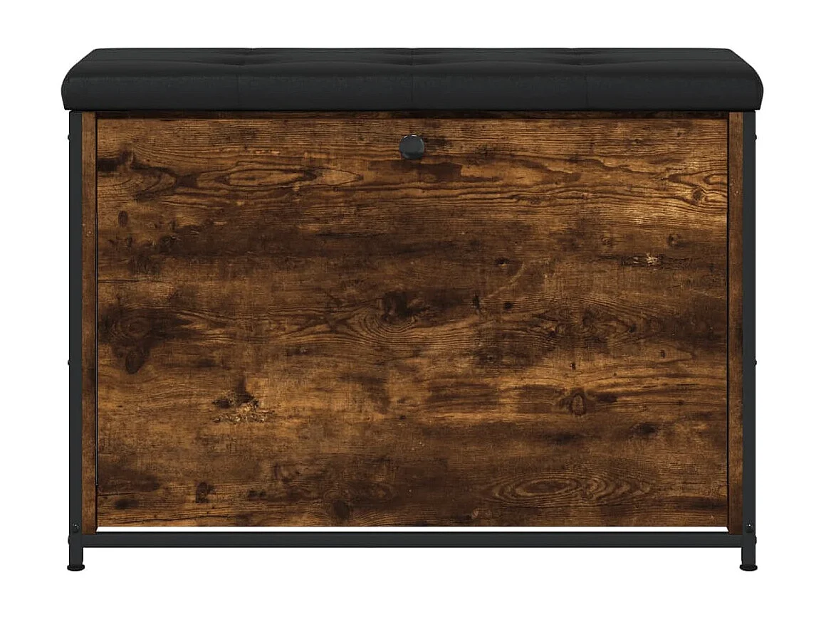 Panca portascarpe con cassetto ribaltabile rovere affumicato 82x32x56 cm
