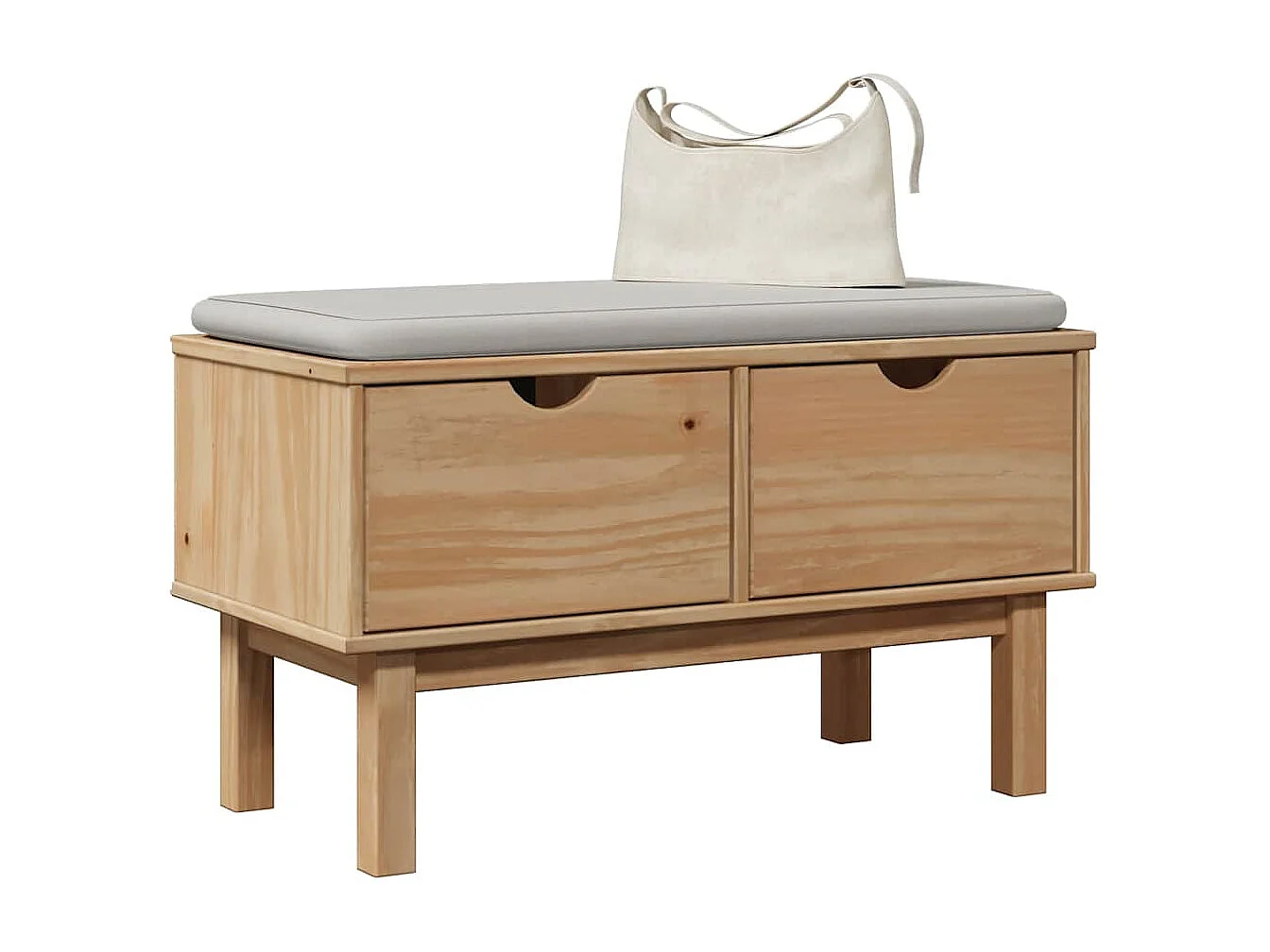 Panca da ingresso OTTA 80x40x45 cm in legno massello di pino