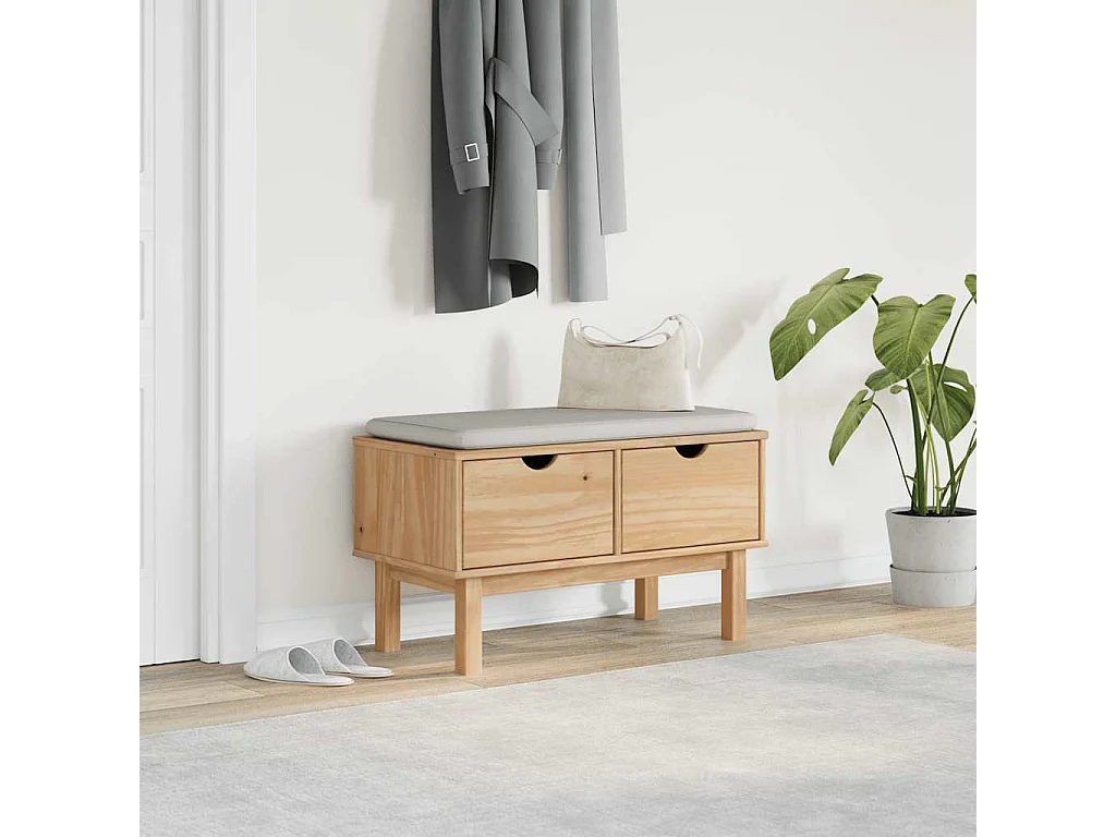 Panca da ingresso OTTA 80x40x45 cm in legno massello di pino