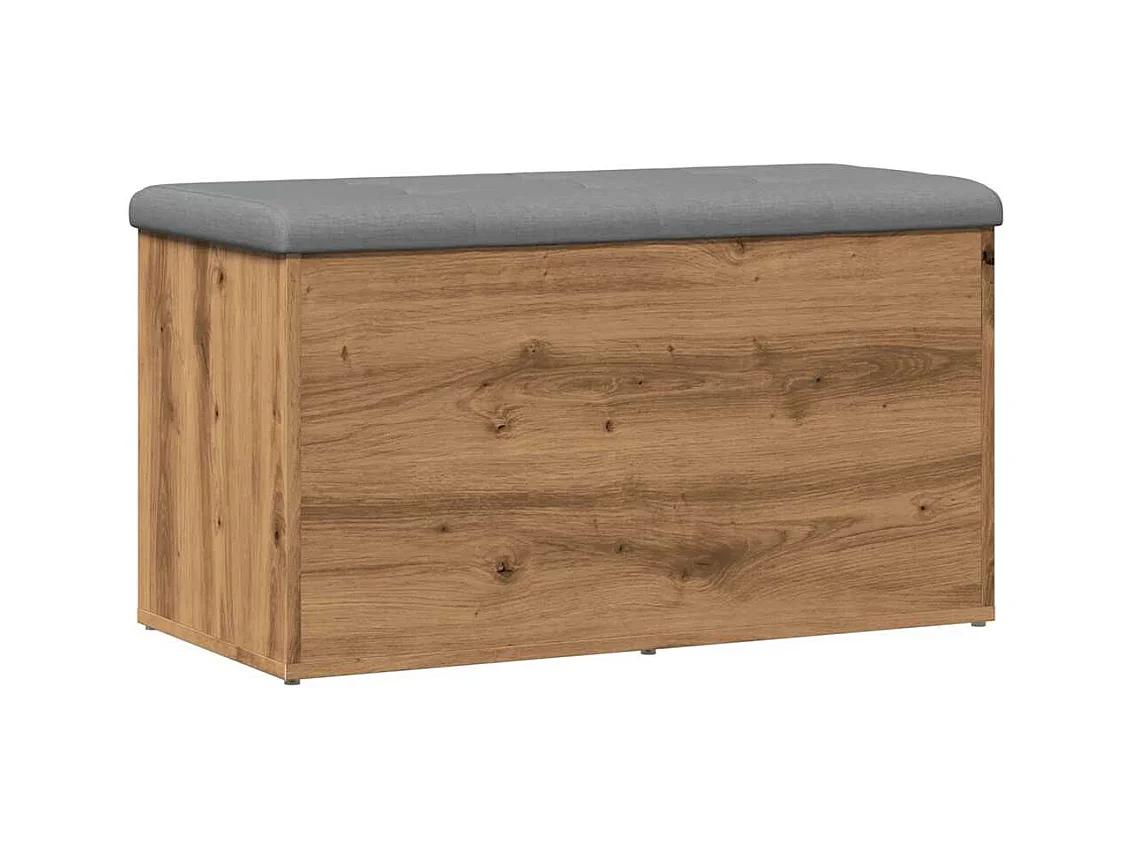Banc de rangement chêne artisanal 82x42x45 cm bois d'ingénierie