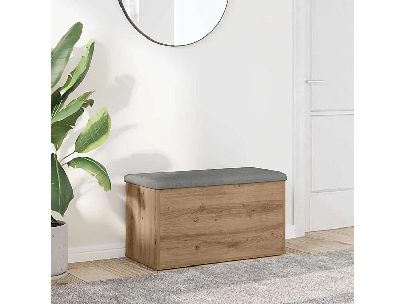 Banc de rangement chêne artisanal 82x42x45 cm bois d'ingénierie