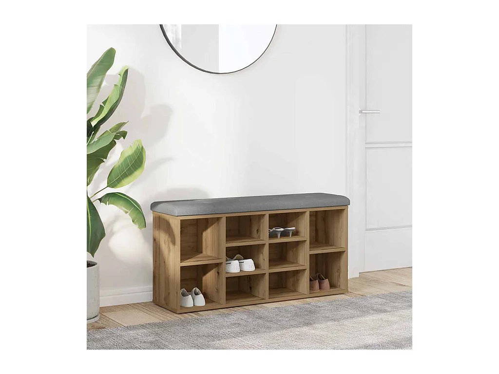 Banc à chaussures chêne artisanal 102x32x50cm bois d'ingénierie