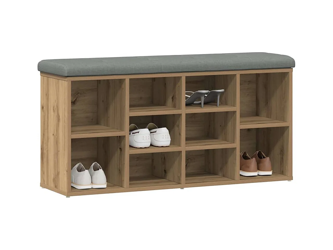 Banc à chaussures chêne artisanal 102x32x50cm bois d'ingénierie