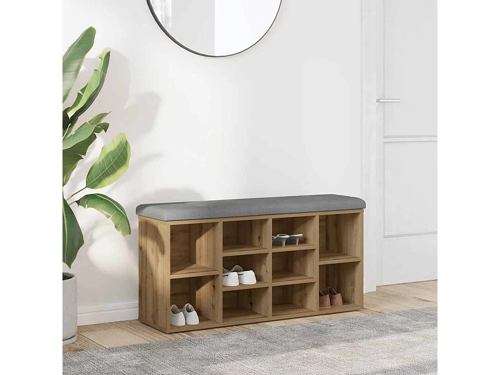Banc à chaussures chêne artisanal 102x32x50cm bois d'ingénierie