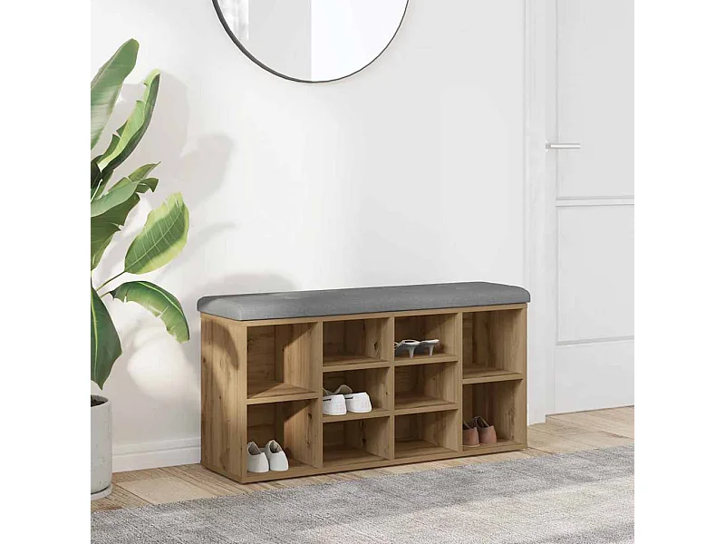 Schoenenbank eiken craft 102x32x50cm bewerkt hout