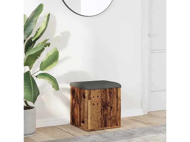 Banc de rangement vieux bois 42x42x45 cm bois d'ingénierie