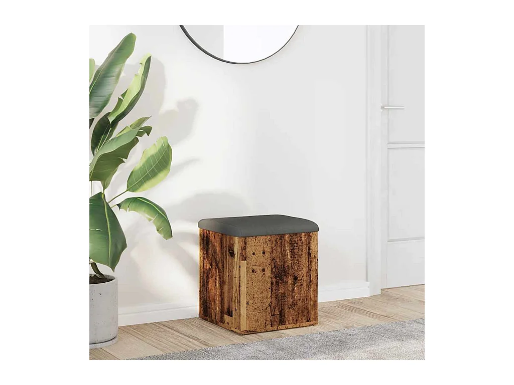 Banc de rangement vieux bois 42x42x45 cm bois d'ingénierie