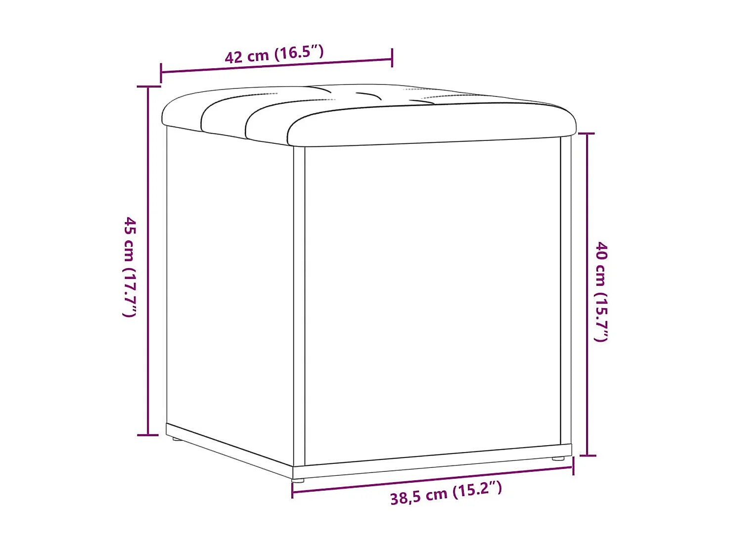 Banc de rangement vieux bois 42x42x45 cm bois d'ingénierie