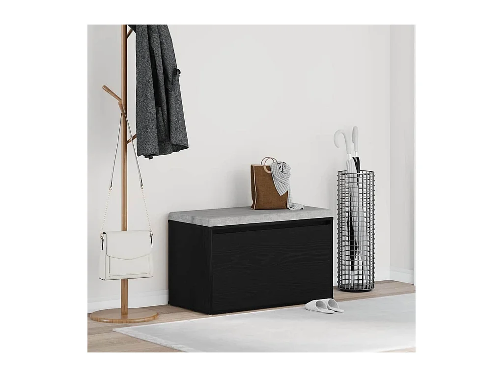 banc avec tiroir Noir 80 x 40 x 45 cm Bois d'ingénierie