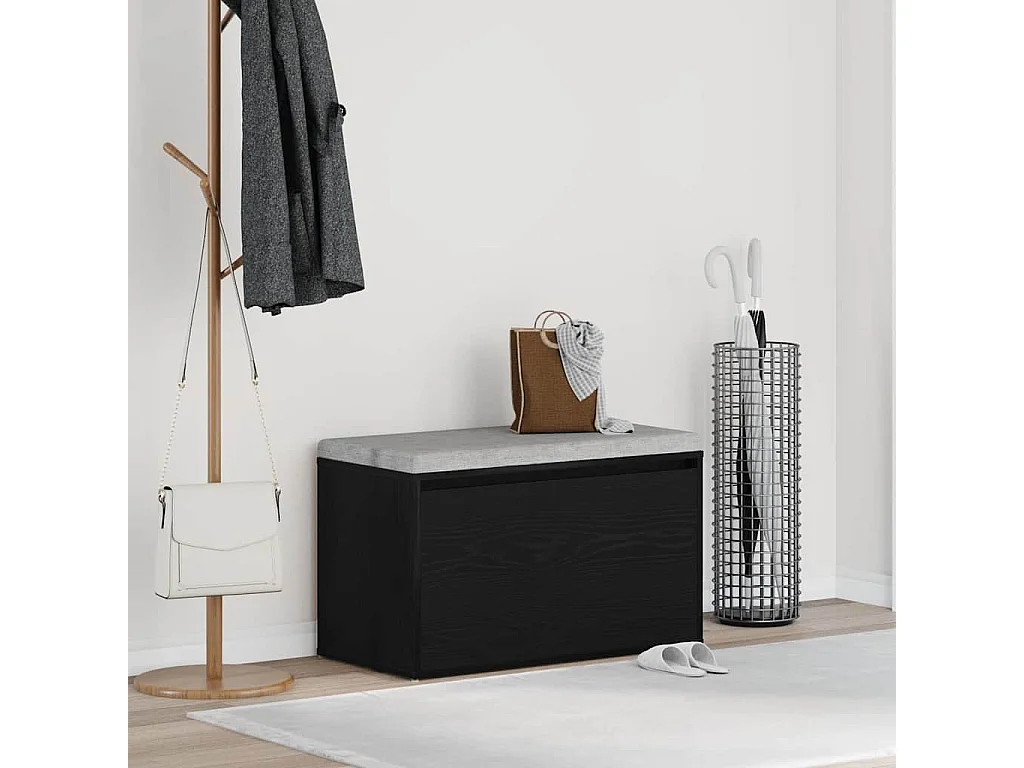 banc avec tiroir Noir 80 x 40 x 45 cm Bois d'ingénierie