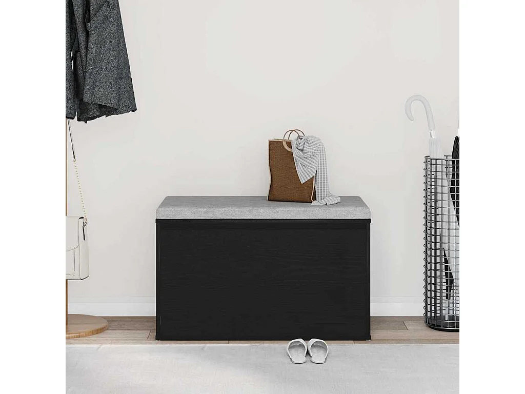 banc avec tiroir Noir 80 x 40 x 45 cm Bois d'ingénierie