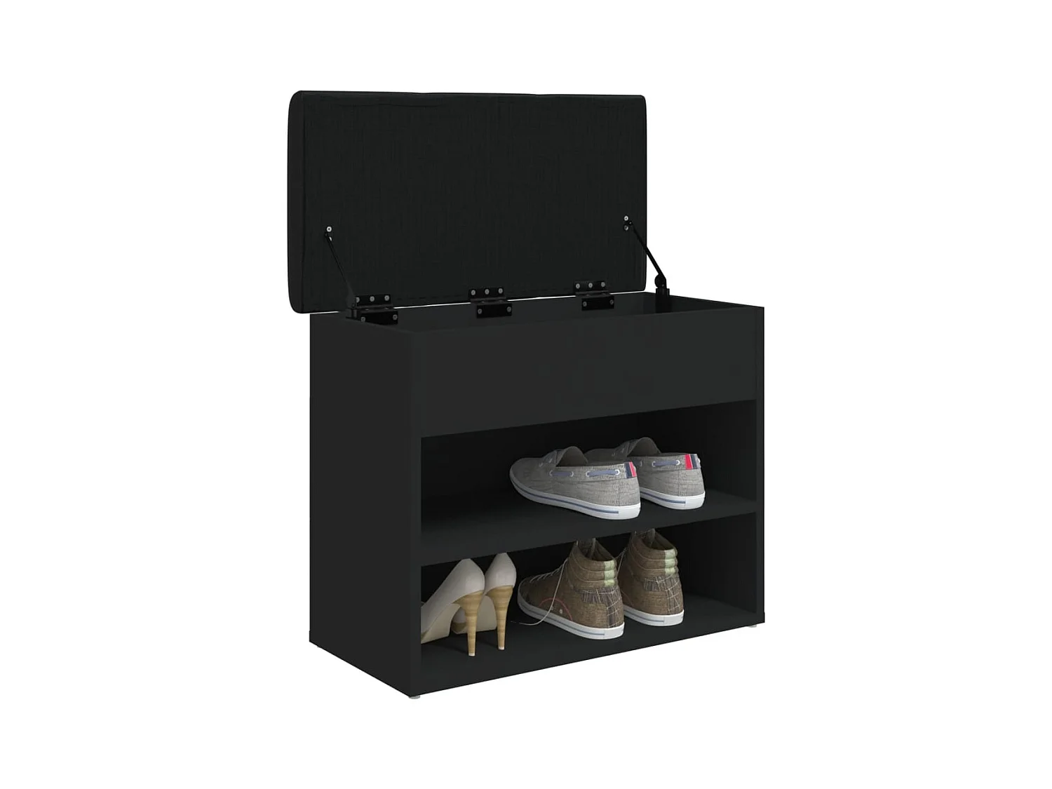 Panca portascarpe nera 62x32x50 cm in legno ingegnerizzato