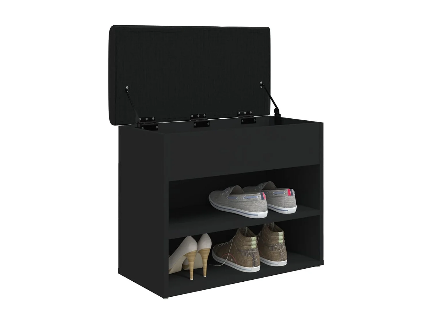 Banco zapatero negro 62x32x50 cm madera de ingeniería