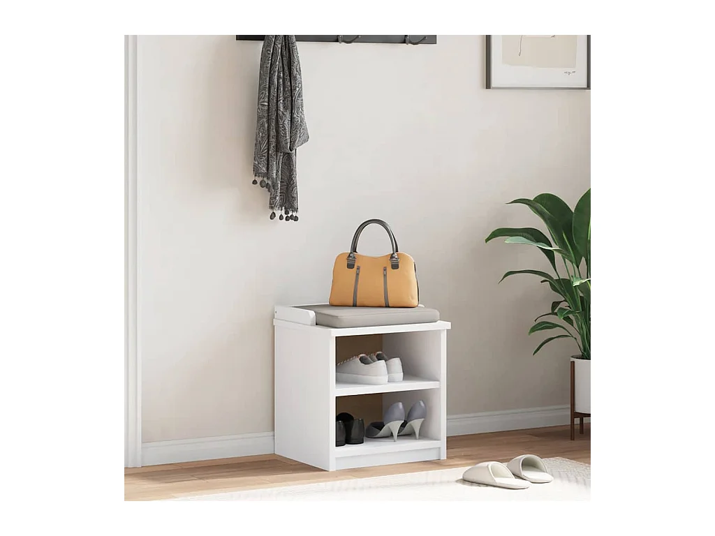 SANDNES weiße Flurbank 45x40x50 cm massives Kiefernholz