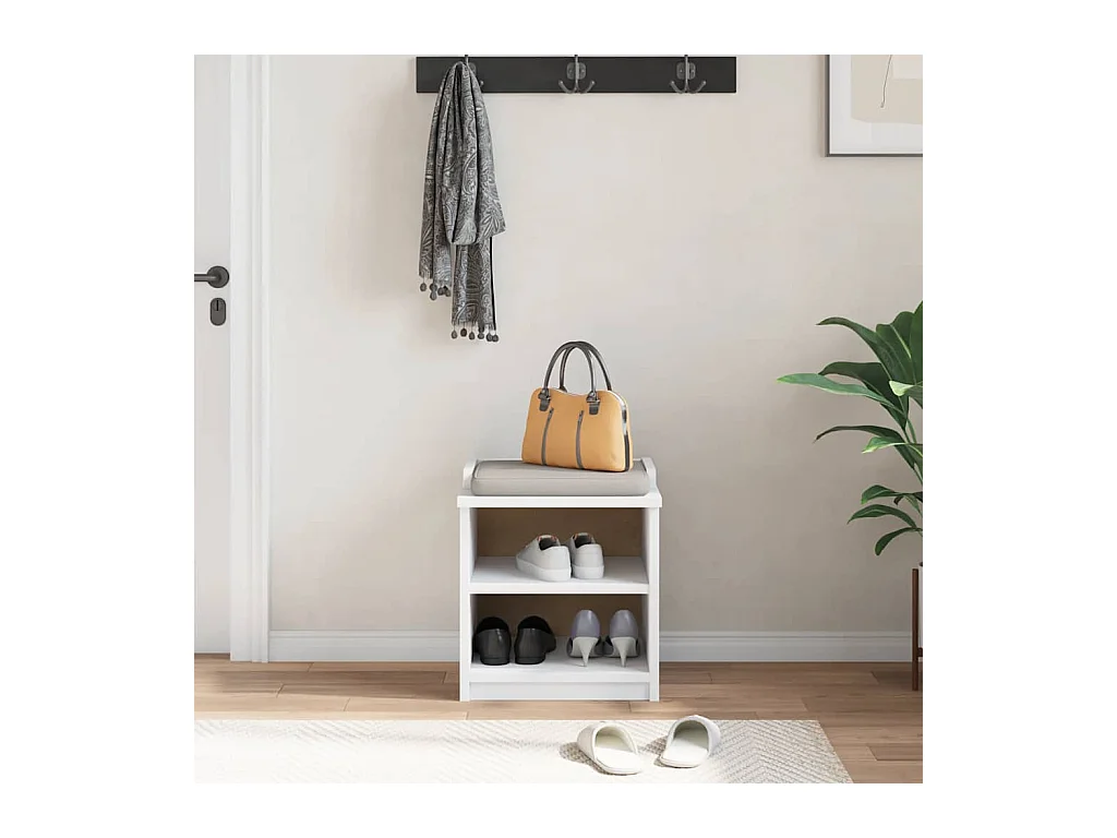 SANDNES weiße Flurbank 45x40x50 cm massives Kiefernholz