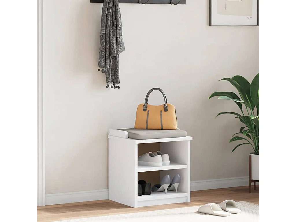 Panca da ingresso SANDNES bianca 45x40x50 cm in legno massello di pino