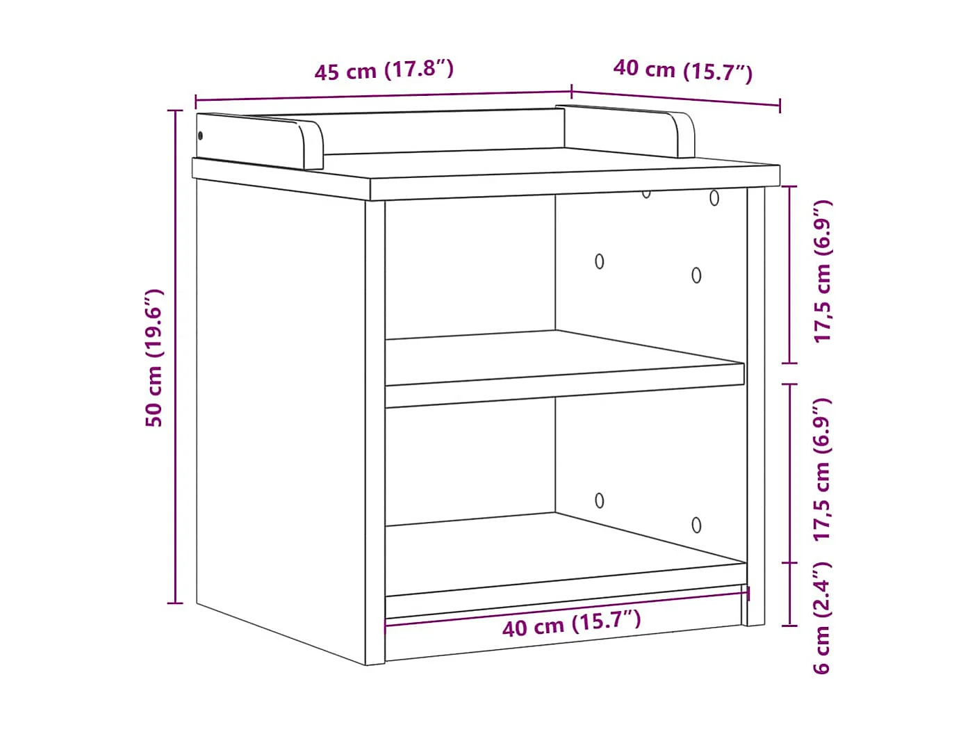 Panca da ingresso SANDNES bianca 45x40x50 cm in legno massello di pino