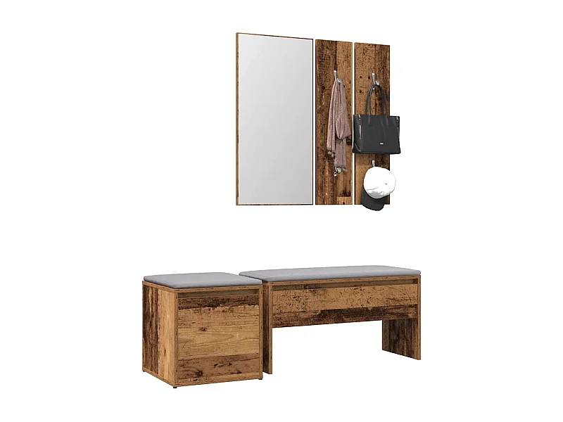 Ensemble de meubles de couloir vieux bois bois d'ingénierie