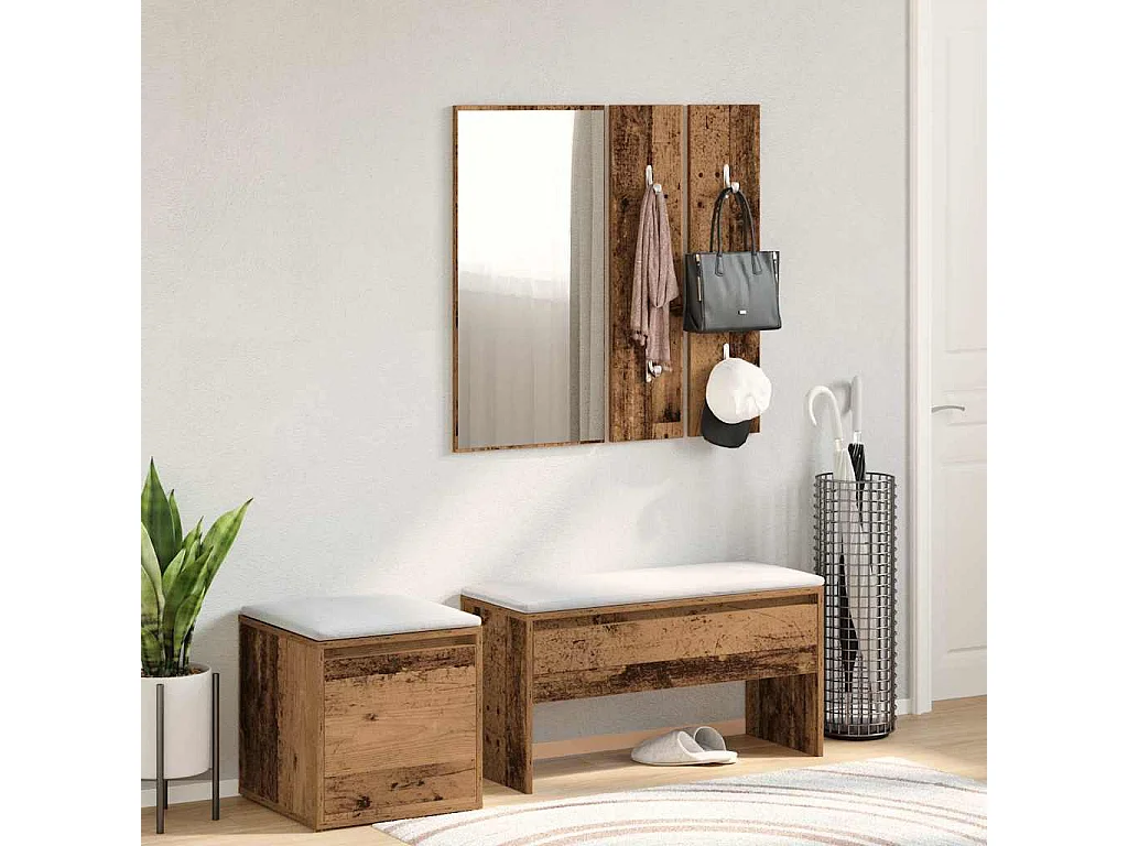 Ensemble de meubles de couloir vieux bois bois d'ingénierie