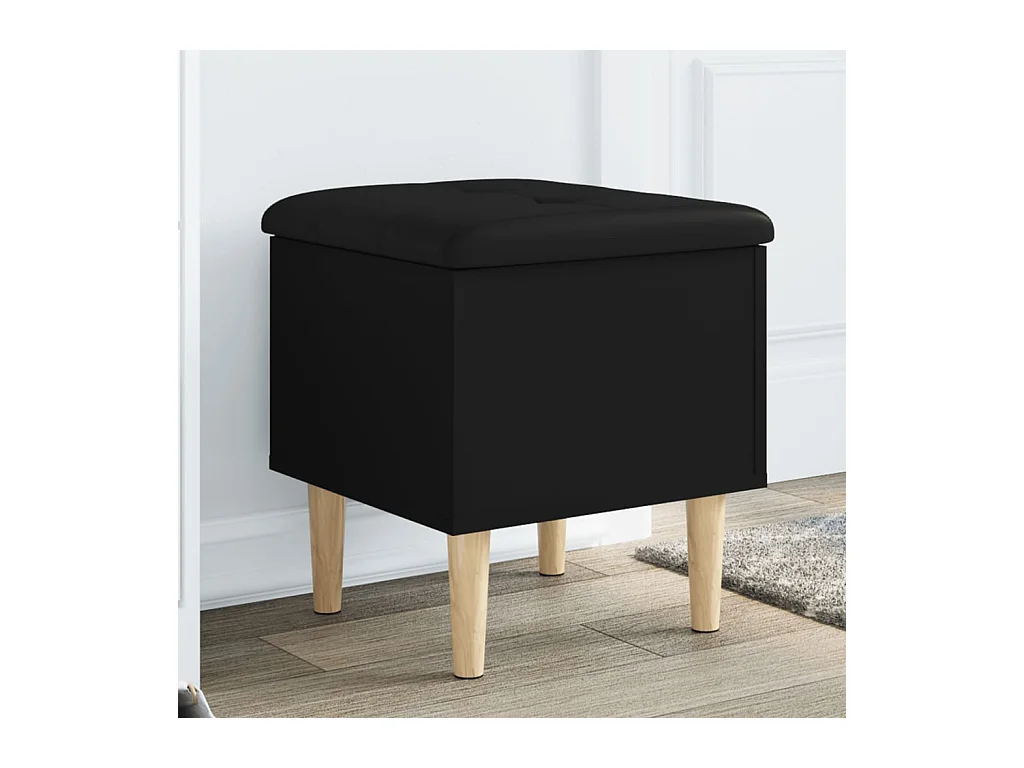 Banco de almacenaje negro 42x42x46 cm madera de ingeniería