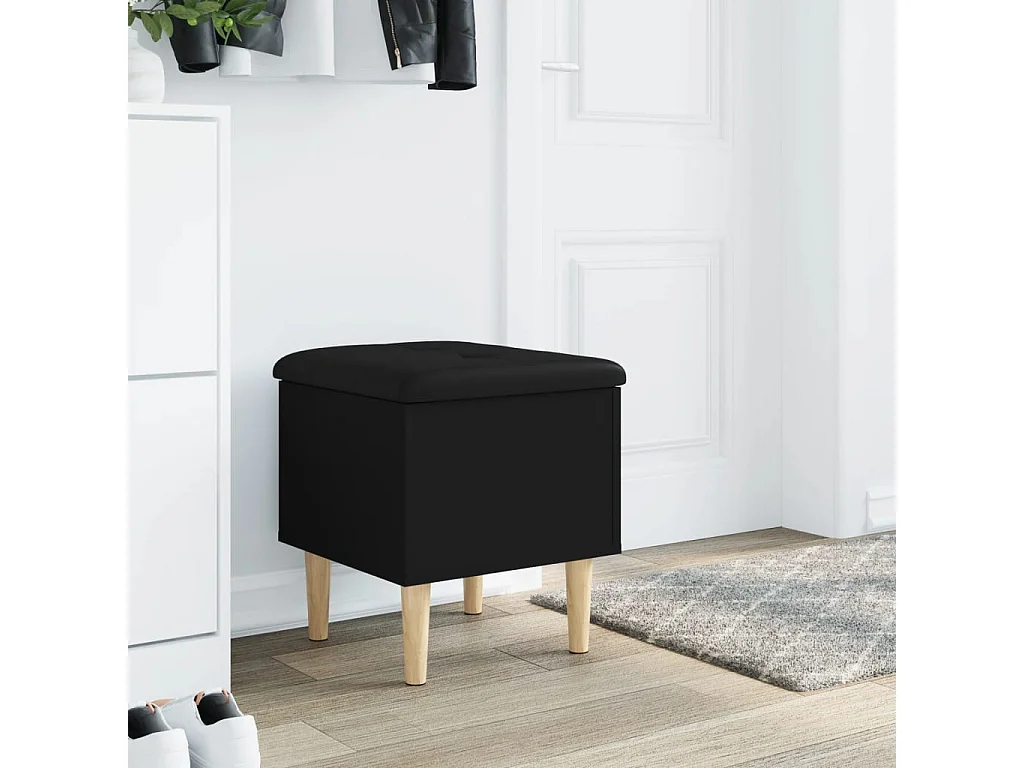 Panca contenitore nera 42x42x46 cm in legno ingegnerizzato